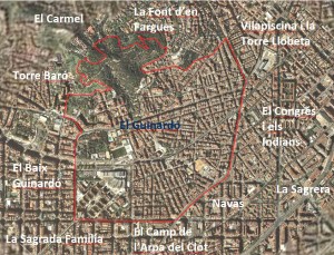 Encaix territorial del Guinardó i barris de l'entorn. Autor Andreu Marfull