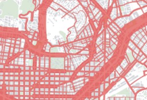 Intensitat diària de circulació al 2005, al Guinardó i entorns