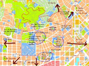 Polaritats de mobilitat del barri del Guinardó. Autor Andreu Marfull