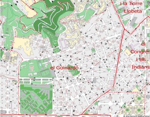 Sentits de circulació de vehicles al Guinardó 2012